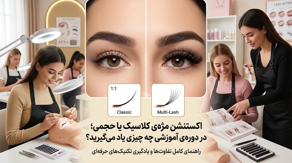 اکستنشن مژه‌ی کلاسیک یا حجمی؛ در دوره‌ی آموزشی چه چیزی یاد می‌گیرید؟