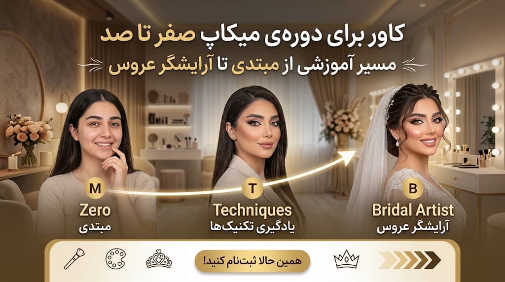 دوره‌ی میکاپ صفر تا صد؛ مسیر آموزشی از مبتدی تا آرایشگر عروس