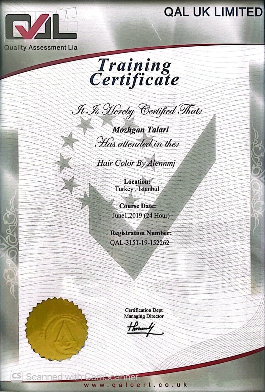 مدرک بینالمللی Hair Color Master — QAL UK Limited — استانبول
